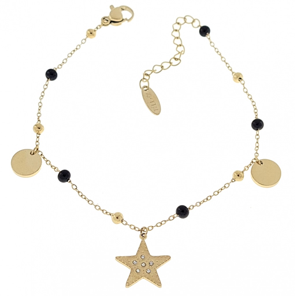 4490 Bransoletka złota 18+3 stal chirurgiczna celebrytka gwiazdka