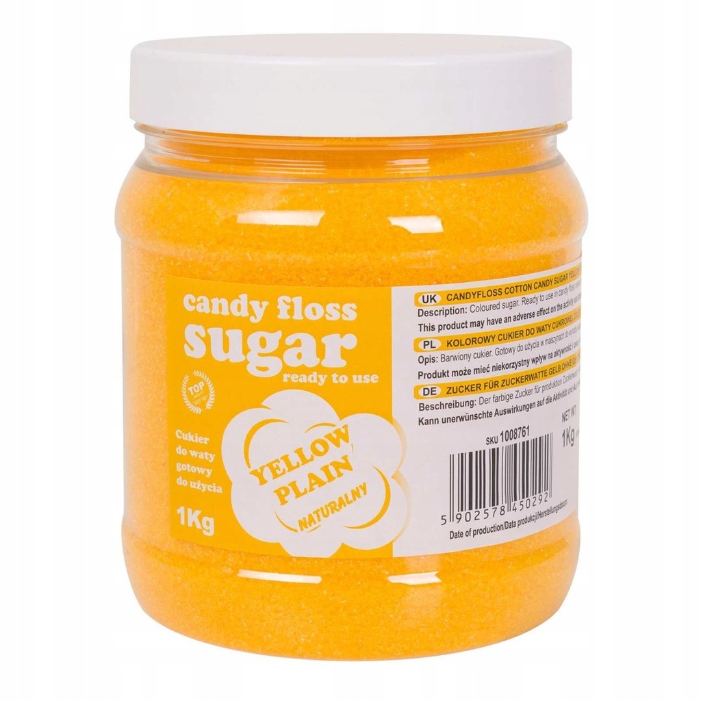 Kolorowy cukier do waty cukrowej żółty naturalny s