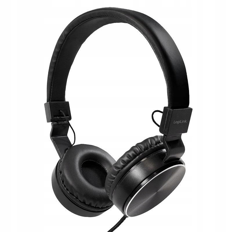 Słuchawki stereo LogiLink HS0049BK składane, czarne