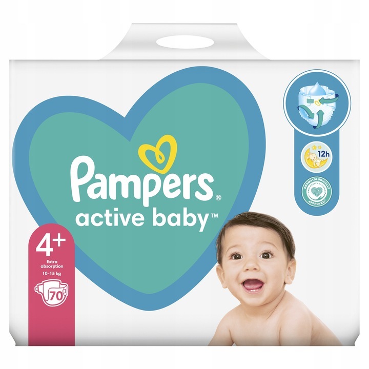 Pieluszki Pampers Active Baby rozmiar 4+ 10-15 kg 70szt