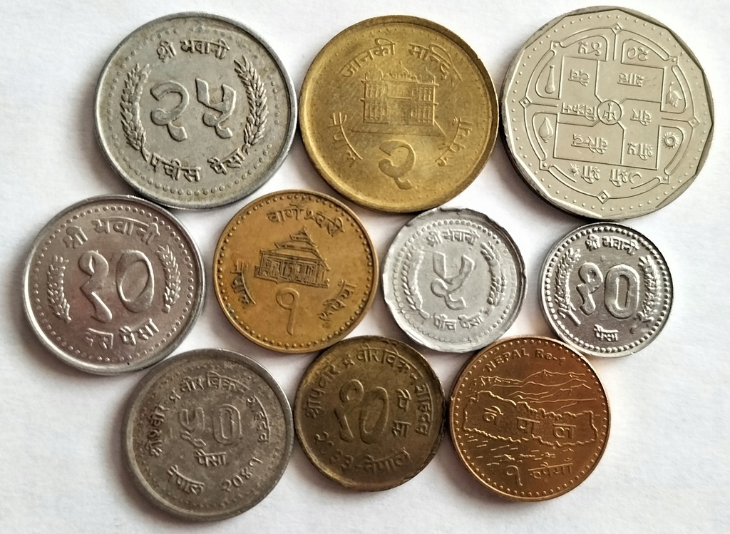 Zestaw monet Nepal 10 szt. bardzo ciekawy
