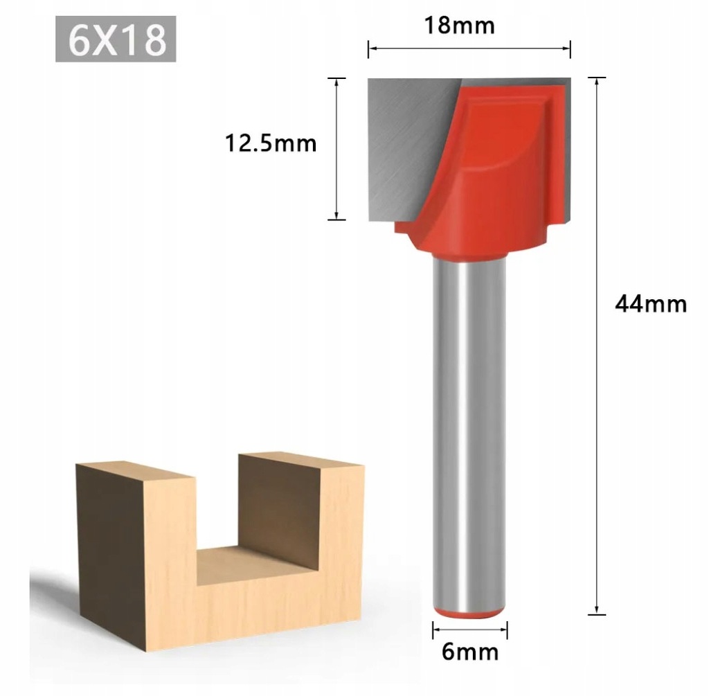 frez planerski średnica 18mm uchwyt 6mm VHM do planowania drewno mdf