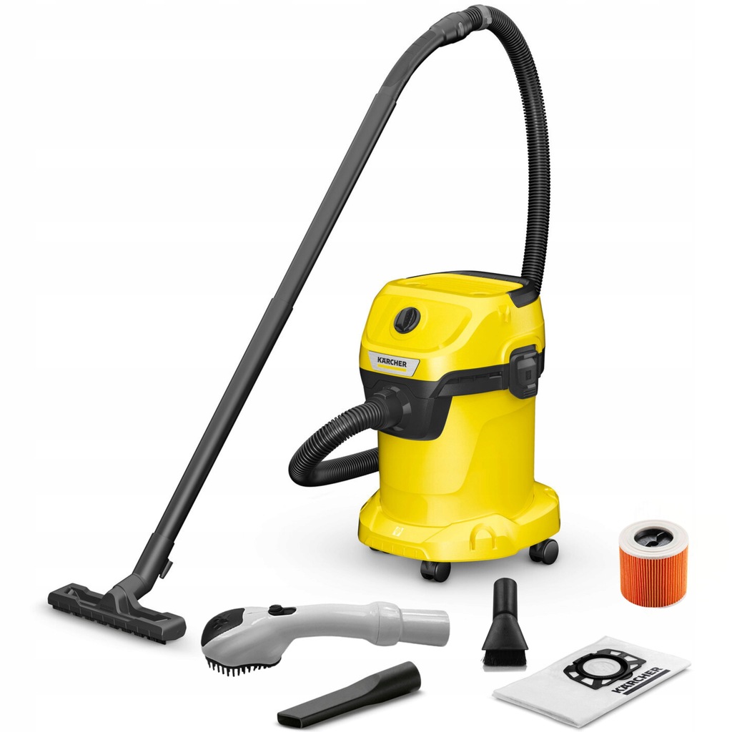 KARCHER WD3 ODKURZACZ WARSZTATOWY Z FUNKCJĄ PRANIA Z ZESTAWEM SZCZOTEK