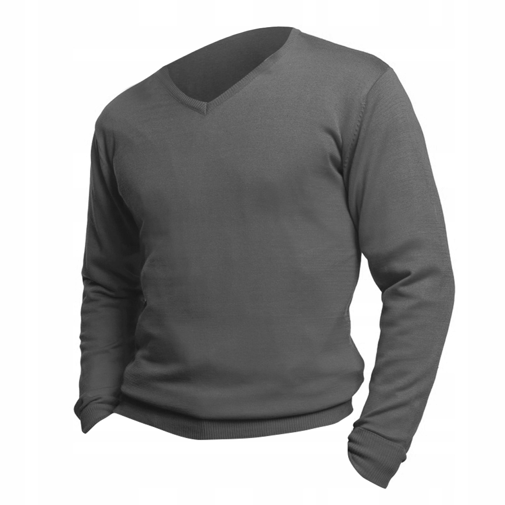 SOLS - męski gładki sweter w serek 3XL Szary