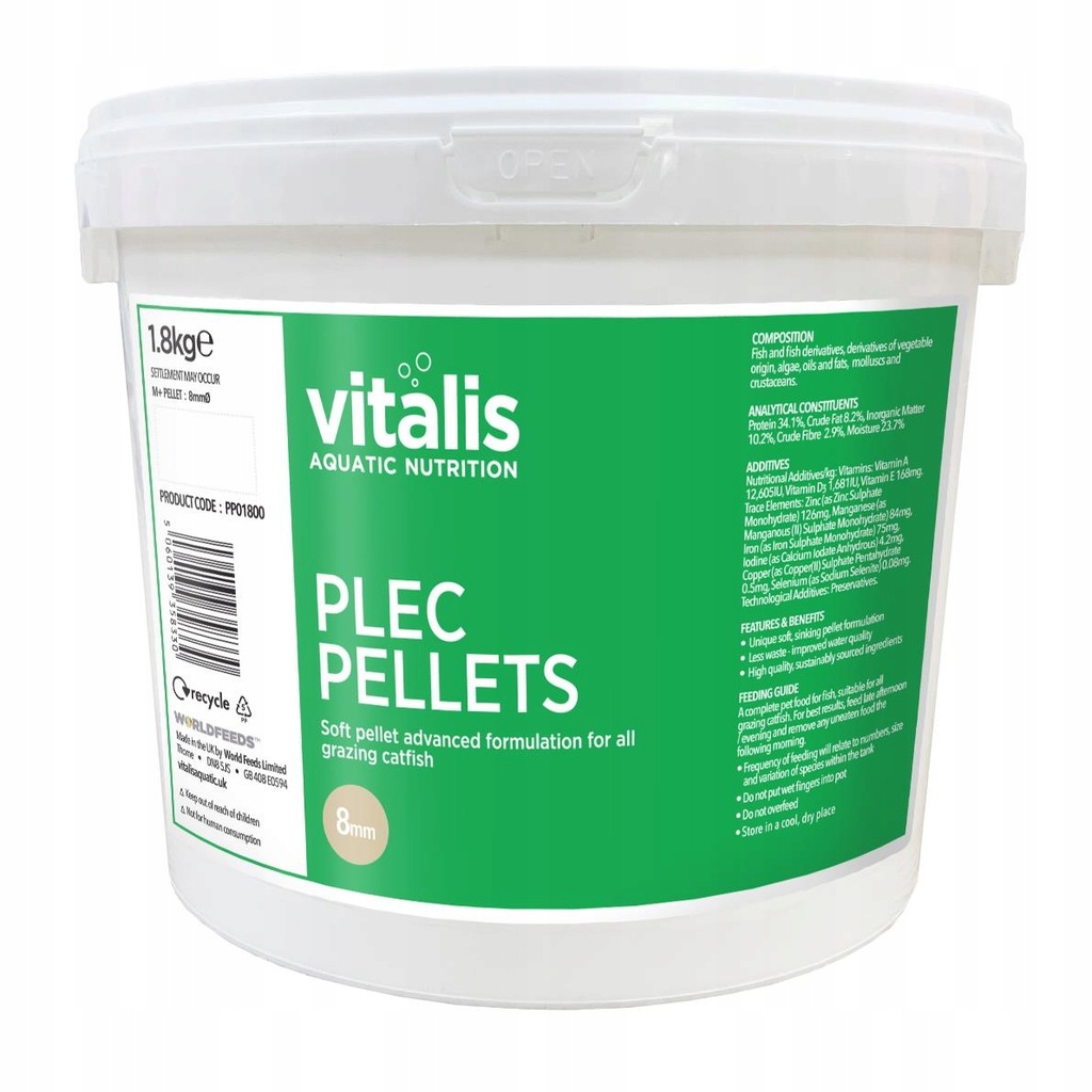 VITALIS PLEC PELLETS 8MM 1.8KG 3,8L POKARM