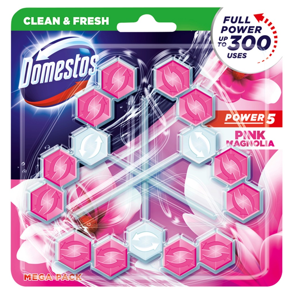 DOMESTOS POWER 5 Zawieszka do WC PINK MAGNOLIA 3x55g