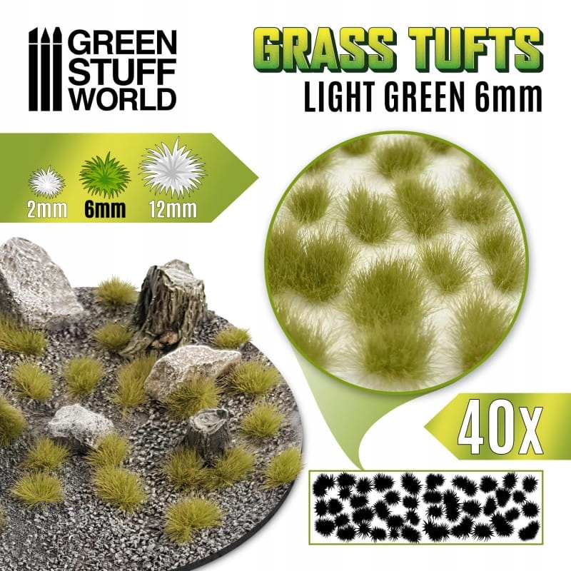 GREEN STUFF WORLD GRASS TUFTS Light Green 6mm
