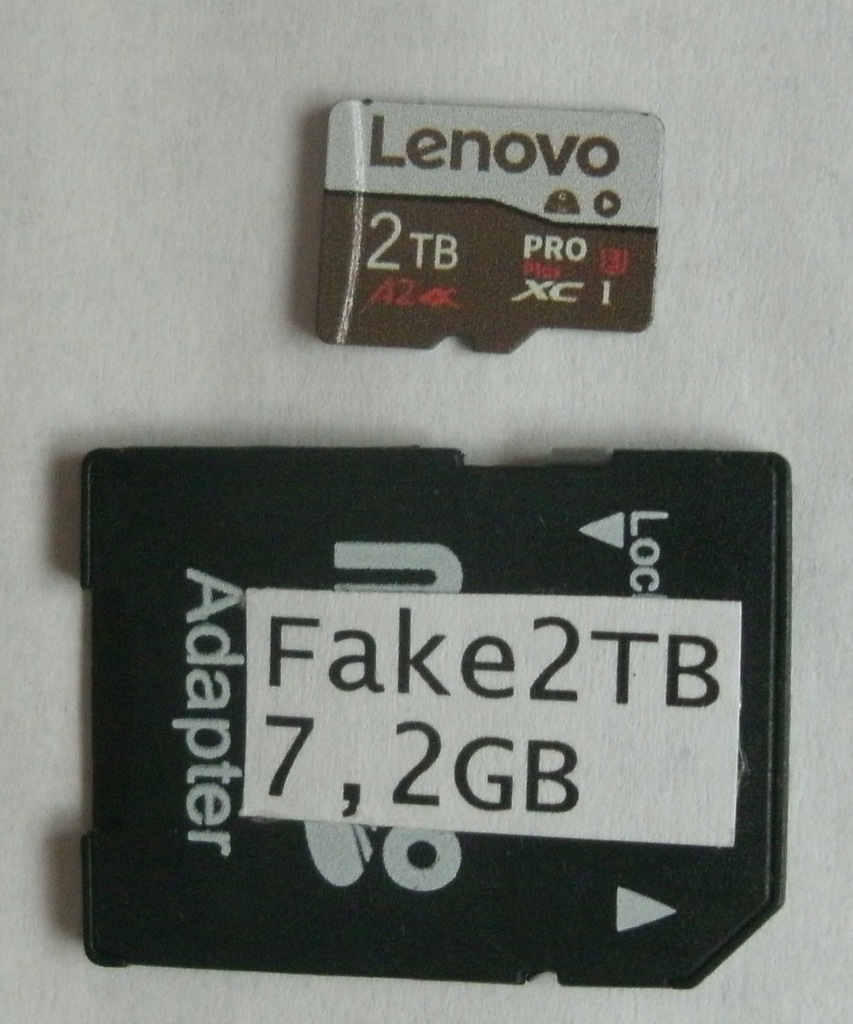 Karta microSD Lenovo 8 GB oznaczona jako 2 TB + adapter