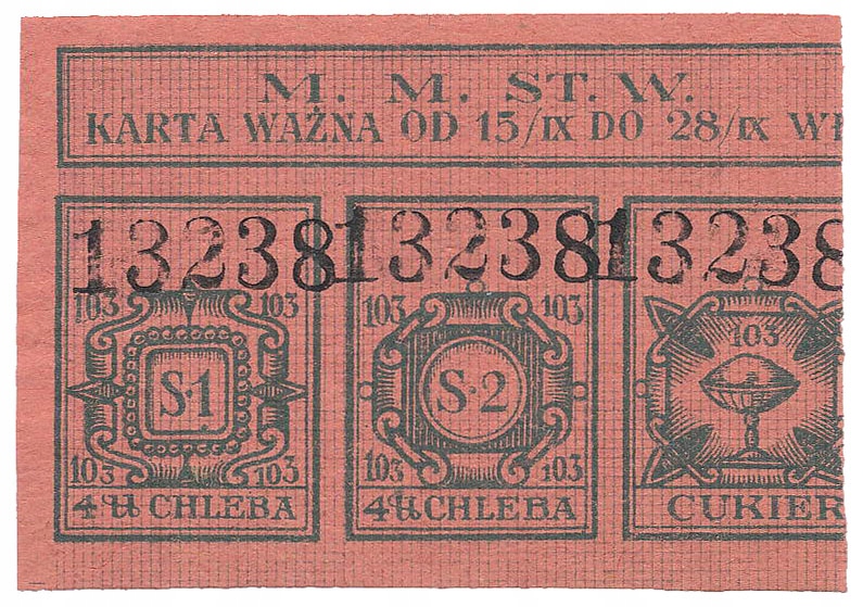 3941. Kartka zaopatrzeniowa Warszawa - okres 103