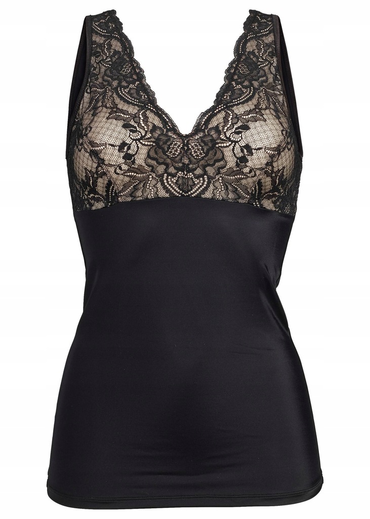 TOP WYSZCZUPLAJĄCY CZARNY Z KORONKĄ 1V0I01 Bonprix 44