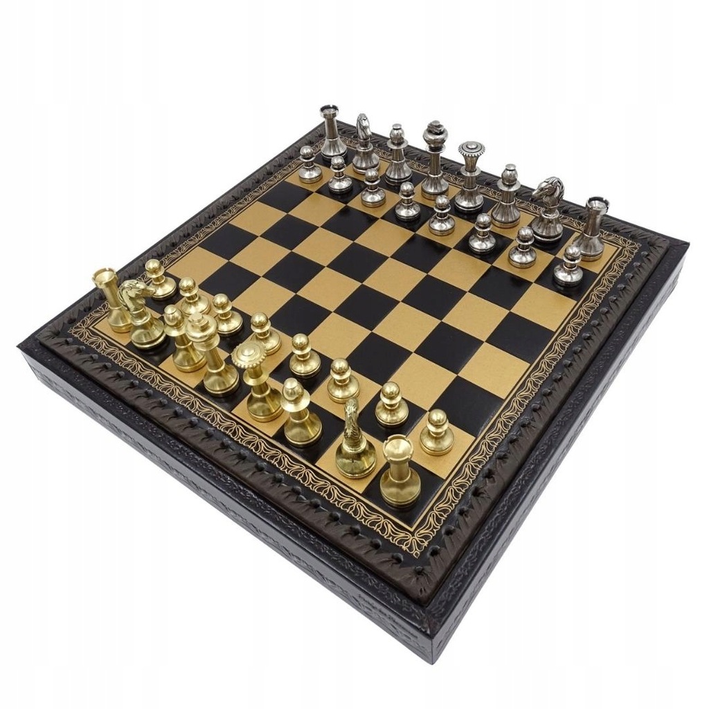 Ekskluzywne mosiężne szachy Italfama 28x28 cm - N001 prezent