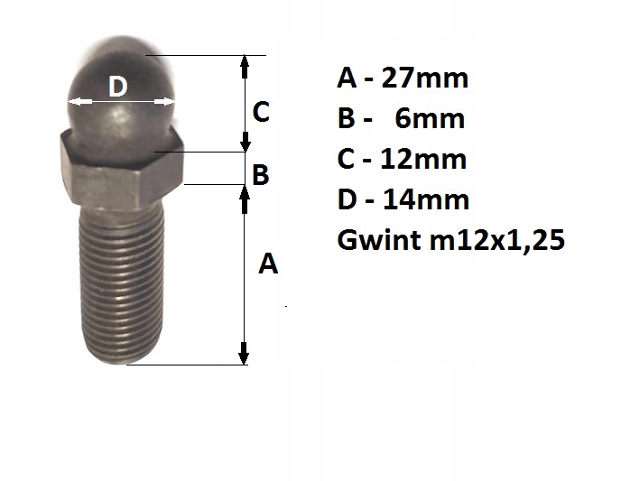 Sruba regulacji zaworów M12 x1,25