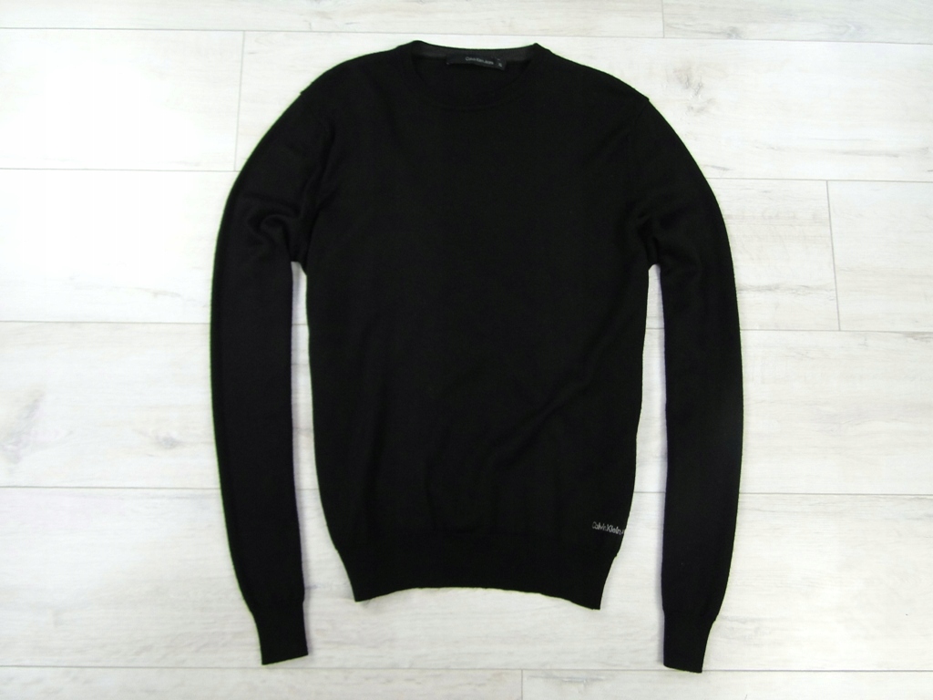 CALVIN KLEIN ORYGINALNY CZARNY SWETER LOGO SLIM L