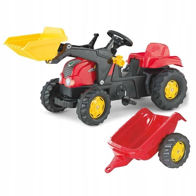 Rolly Toys rollyKid Traktor na pedały z łyżką i przyczepą 2-