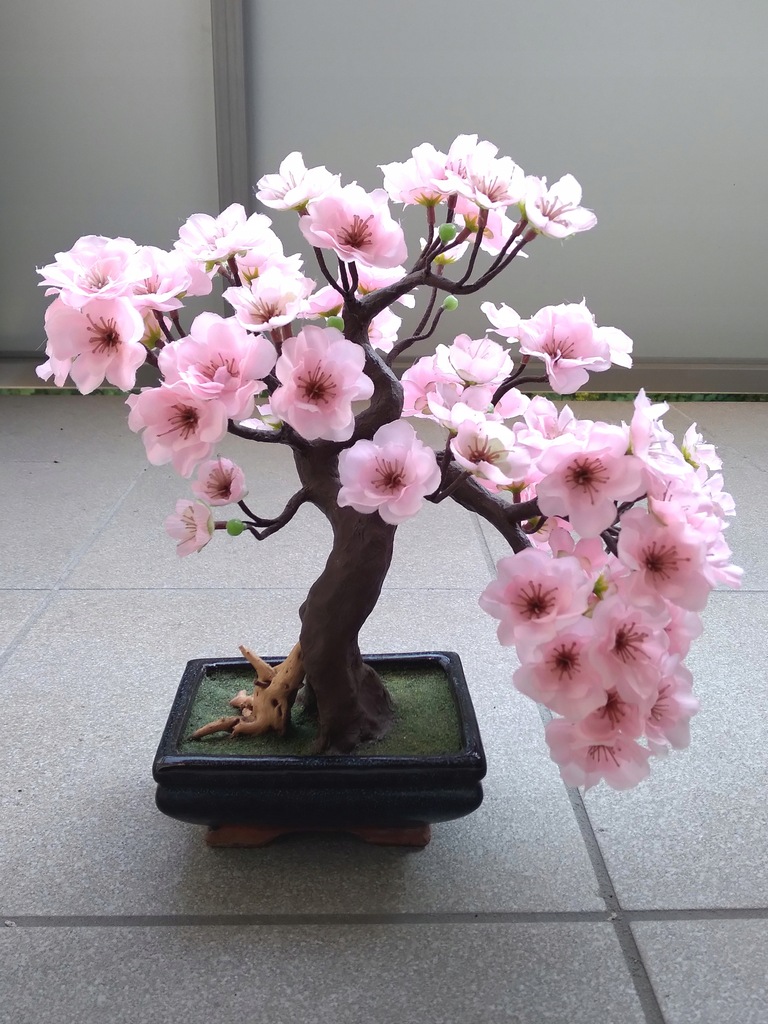 Bonsai sztuczne drzewko sakura kwiat wiśni Japonia