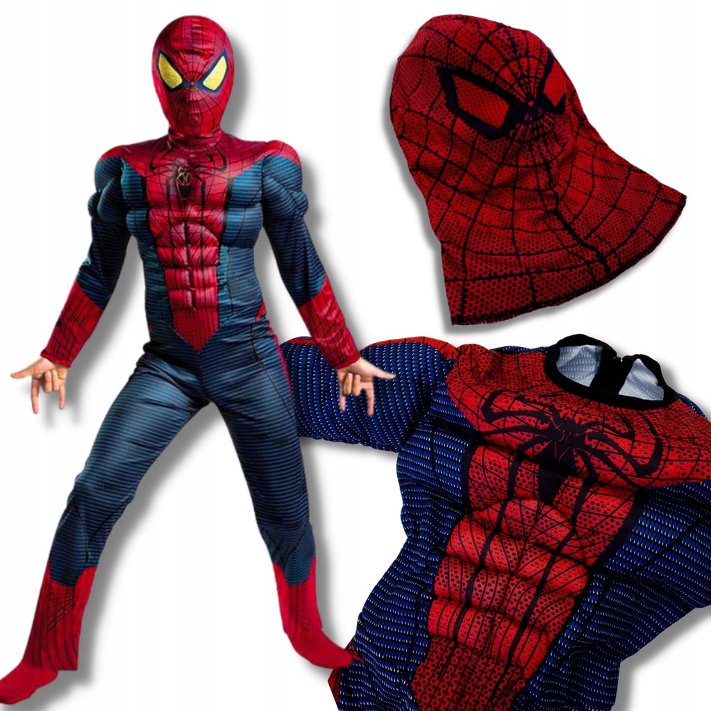 STRÓJ SPIDERMAN MIĘŚNIE KARNAWAŁ HALLOWEEN 7-9 lat