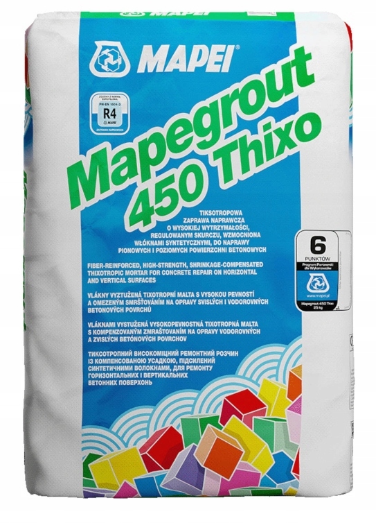 ZAPRAWA NAPRAWCZA DO BETONU NAPRAWA UBYTKÓW MAPEI MAPEGROUT 450 THIXO 25 KG