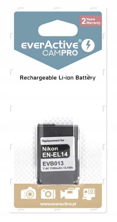 Bateria foto everActive EN-EL14 EN-EL14+ 7,4V