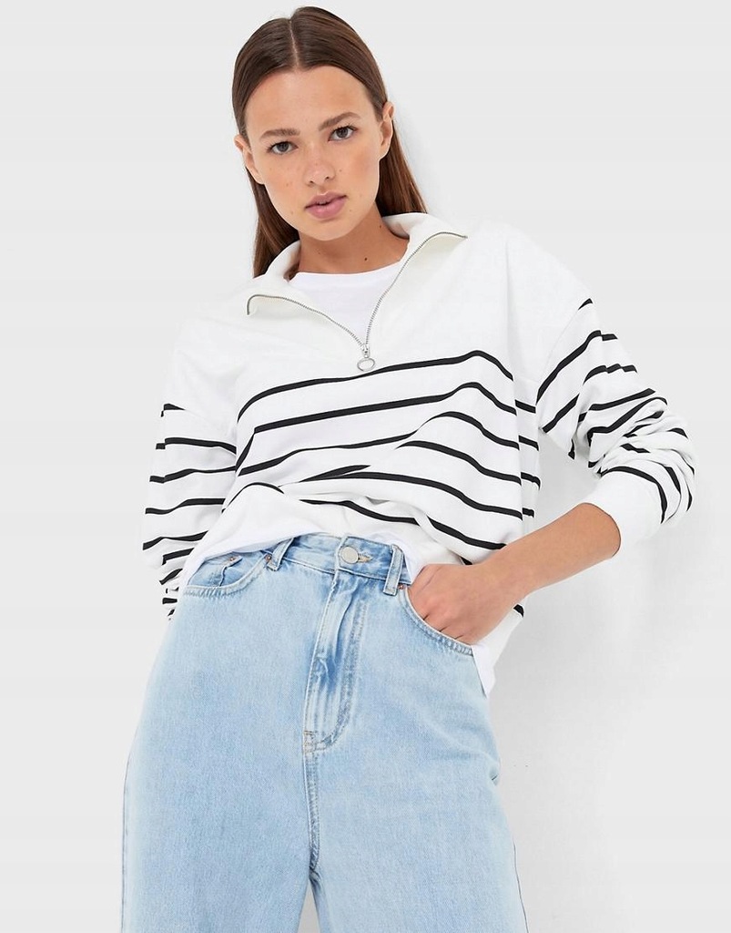 03T013 STRADIVARIUS BLUZA W PASKI Z ZAMKIEM __M