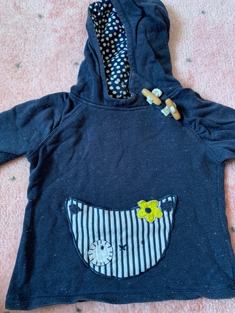 Next 92 granatowa bluza kotek drewniane guziki marynarska