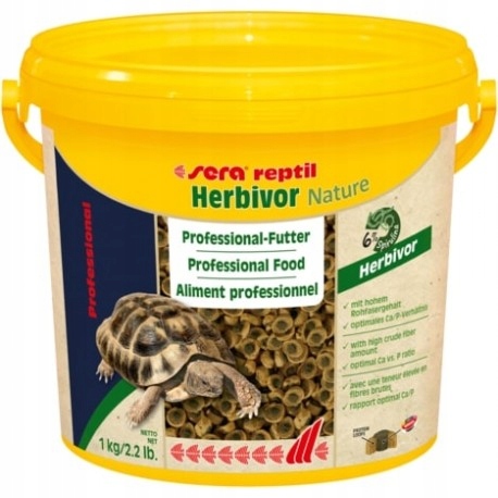 Sera Reptil Herbivor Nature dla żółwi lądowych i gadów granulat 3,8l wiader