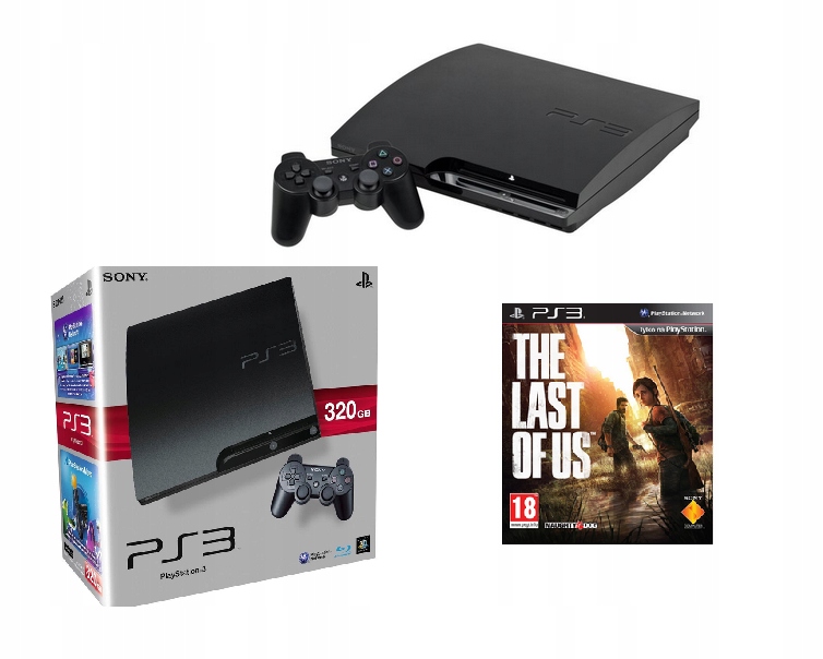 KONSOLA PS3 Slim Karton Zestaw Pad The Last Of US