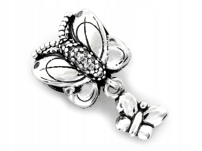 Zawieszka ze srebra 925 do bransoletki dwa motyle charms beads na prezent