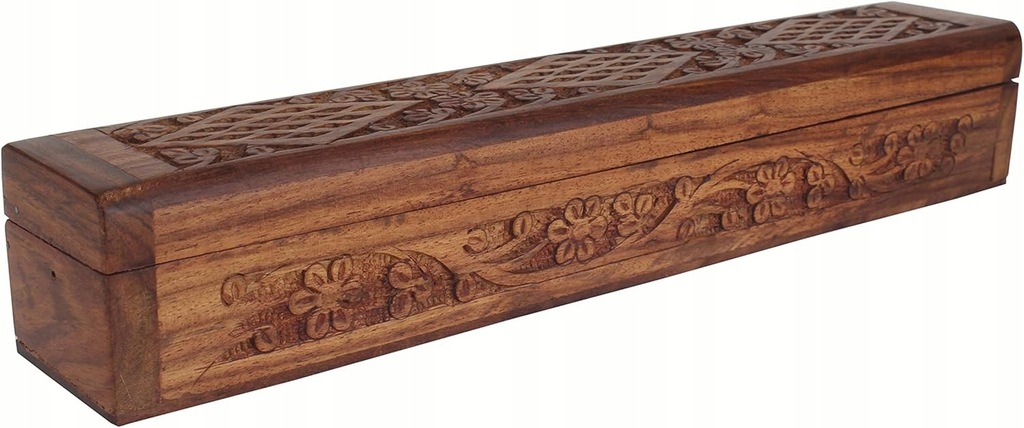 Uchwyt drewniany na kadzidełka pojemnik z taką na popiół 30x6cm