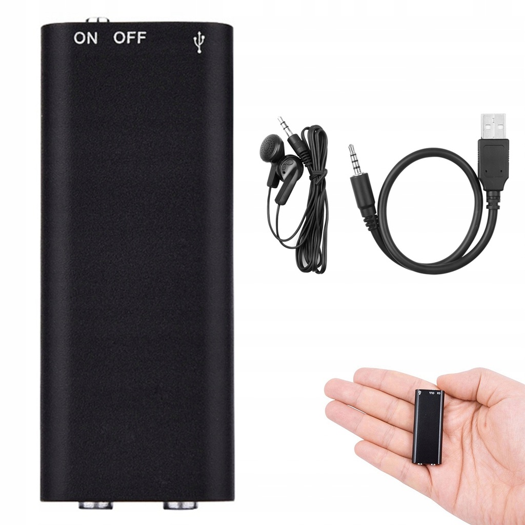 MINI DYKTAFON SZPIEGOWSKI POD REJESTRATOR INTELIGENTNY USB 8GB +SŁUCHAWKI