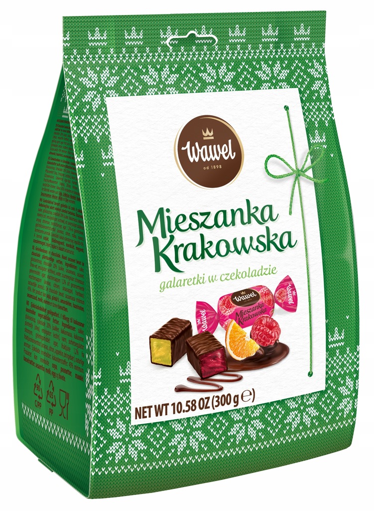 Cukierki Świąteczne Galaretki w czekoladzie Mieszanka Krakowska Wawel 300g