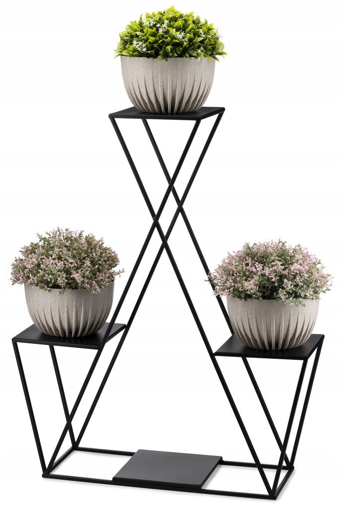 Kwietnik na 4 donice metalowy czarny