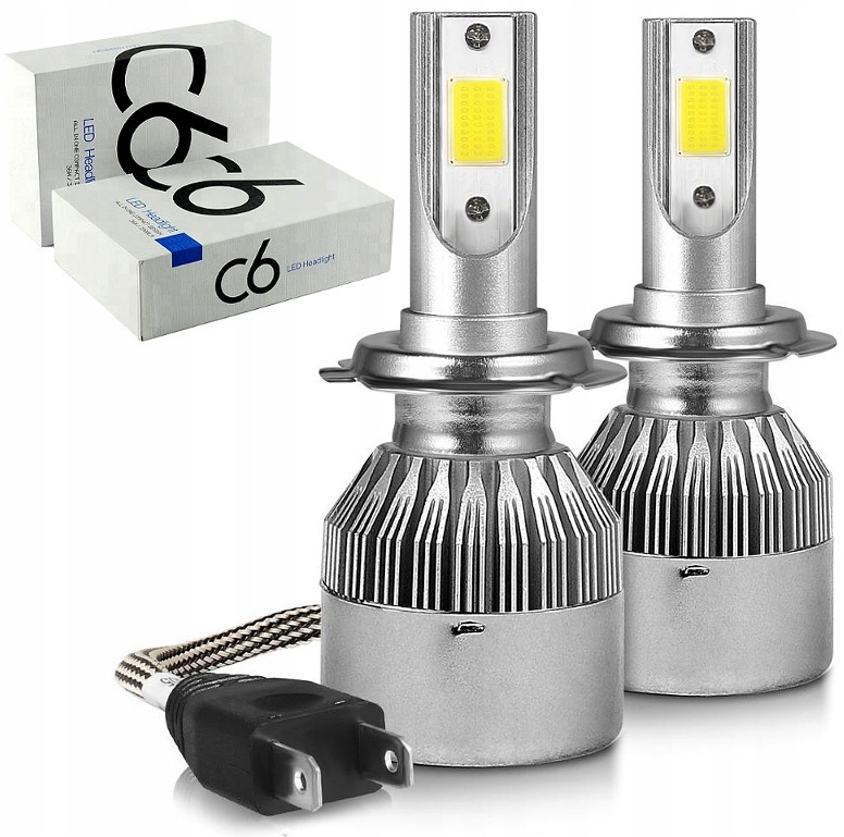 Zestaw LED 2x H7 C6 COB żarówki 7600 Lm 72W