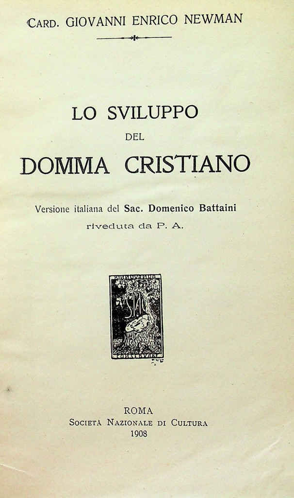 Lo Sviluppo del Domma Cristiano 1908 r.