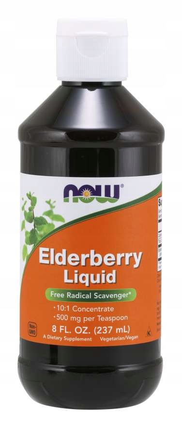 Elderberry Liquid 237 ml. CZARNY BEZ NOW Food's Su