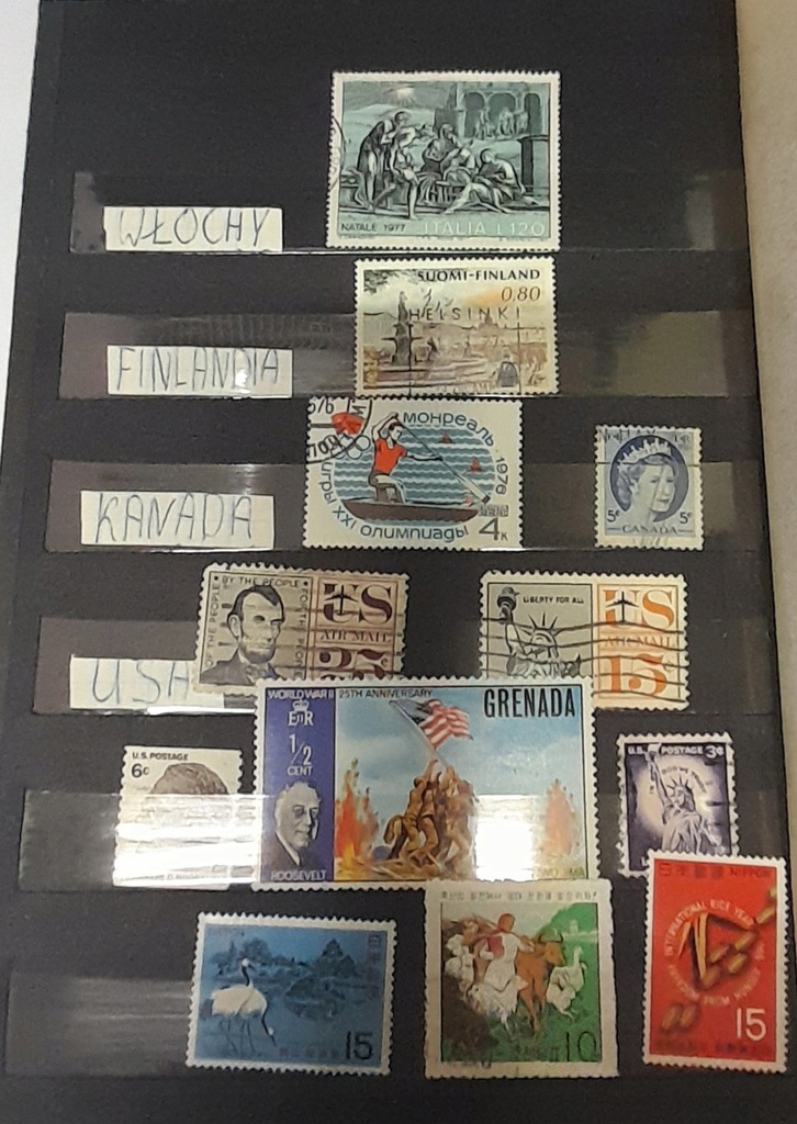 Zestaw znaczków kolekcja wraz z klaserem 202 szt