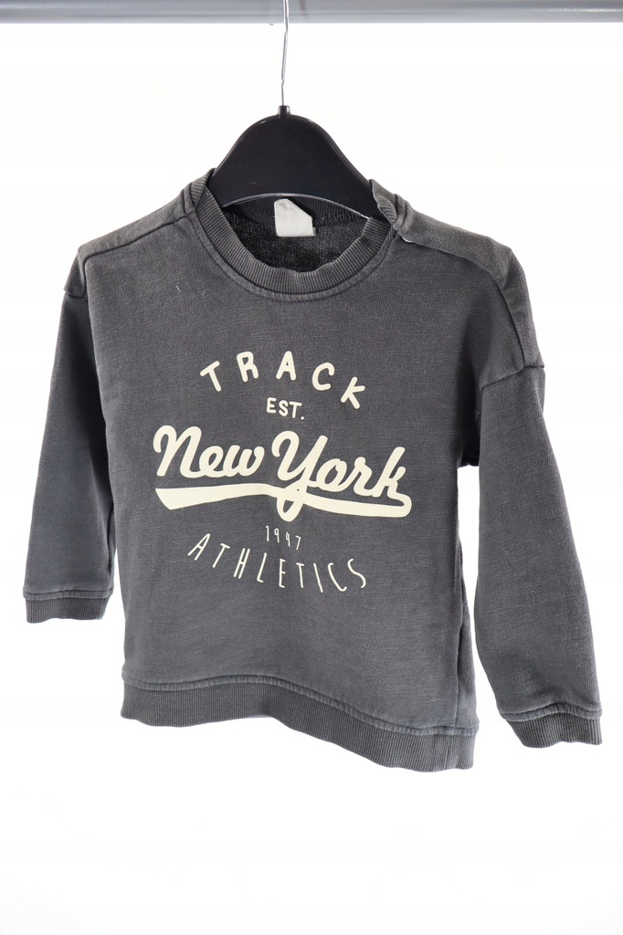 040 H&M szara bluza z nadrukiem 86 cm 12/18 msc