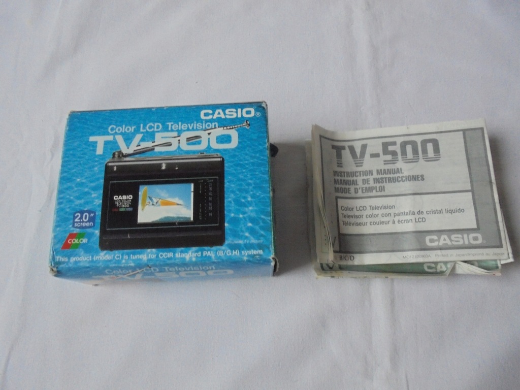 Casio TV-500 telewizor przenośny 1988 r. BOX Japan