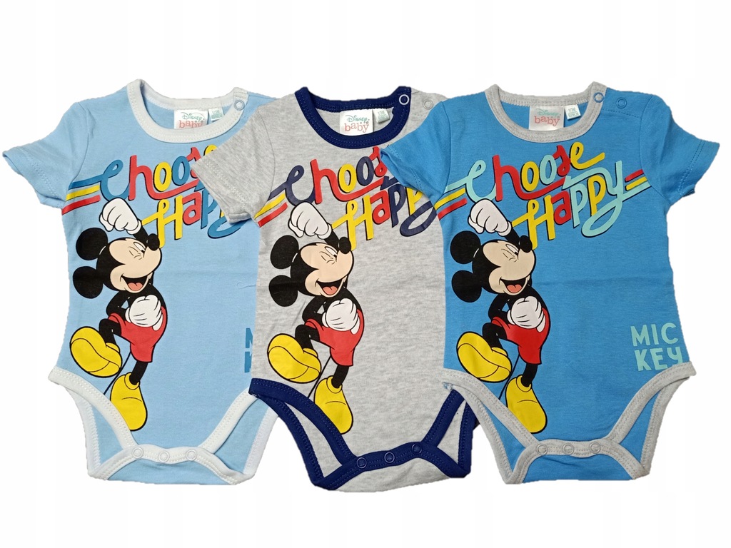 Body Disney Myszka Mickey trójpak 62 krótki rękaw