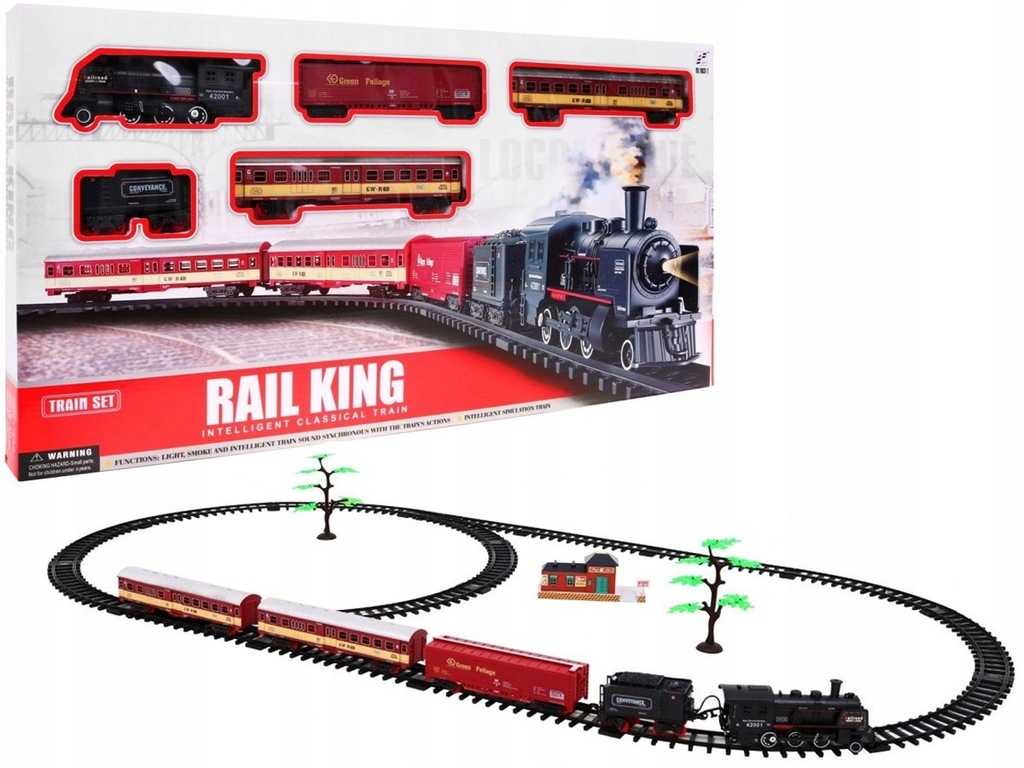 POCIĄG ELEKTRYCZNY zabawka DŁUGIE TORY + LOKOMOTYWA + WAGONIKI kolej