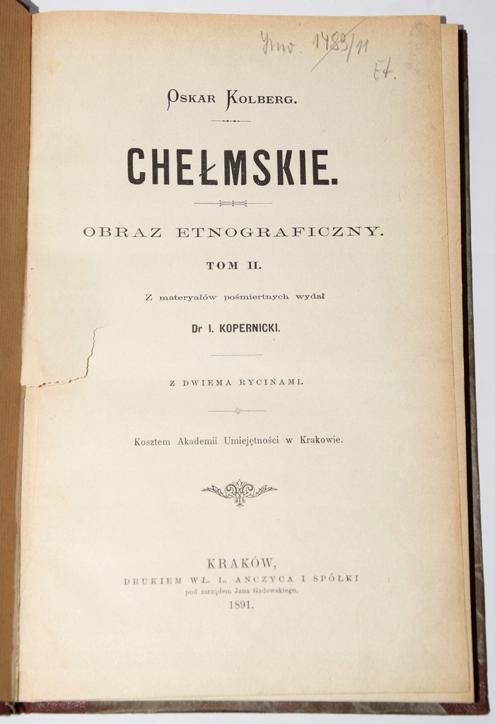 KOLBERG- Chełmskie. Obraz etnograficzny. T. 2 1891