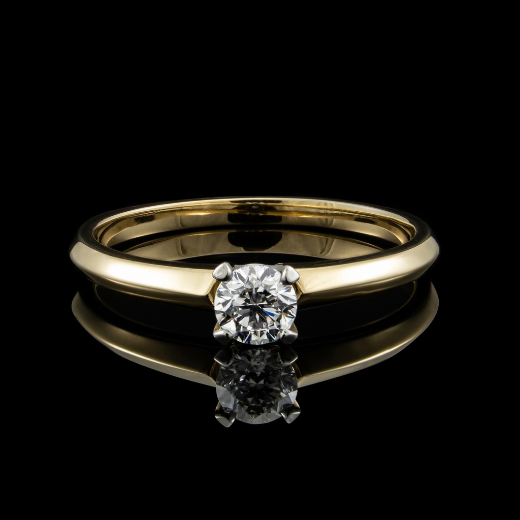 Złoty pierścionek z diamentem 4mm 0.25ct klasyczny