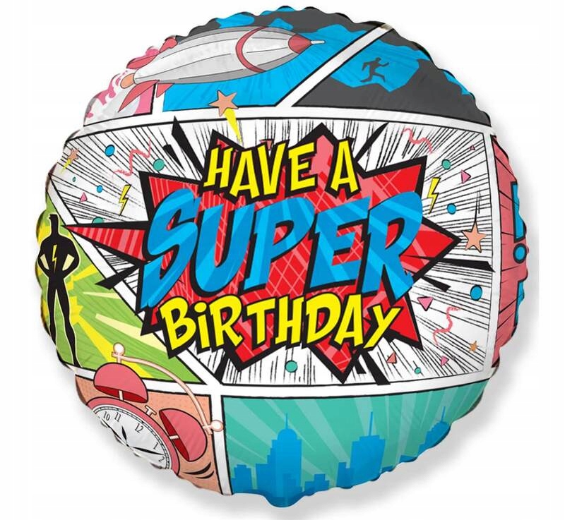 Balon foliowy Superbirthday comic okrągły 46 cm 18