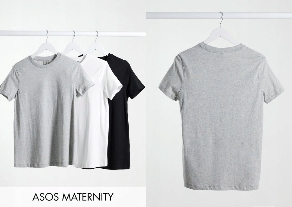 DESIGN MATERNITY T-SHIRT GŁADKI 3 PAK L