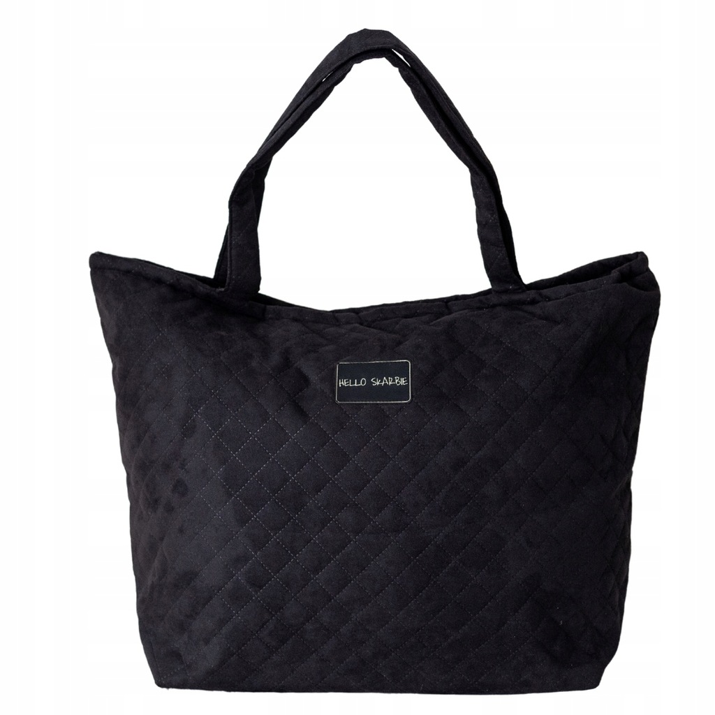 Pojemna torba ozdobna czarna dla mamy do szpitala wyprawka poród rozm. XL