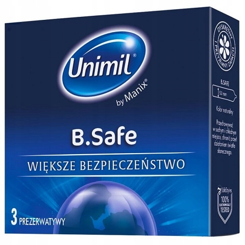 Prezerwatywy UNIMIL B.Safe extra bezpieczne 3 szt