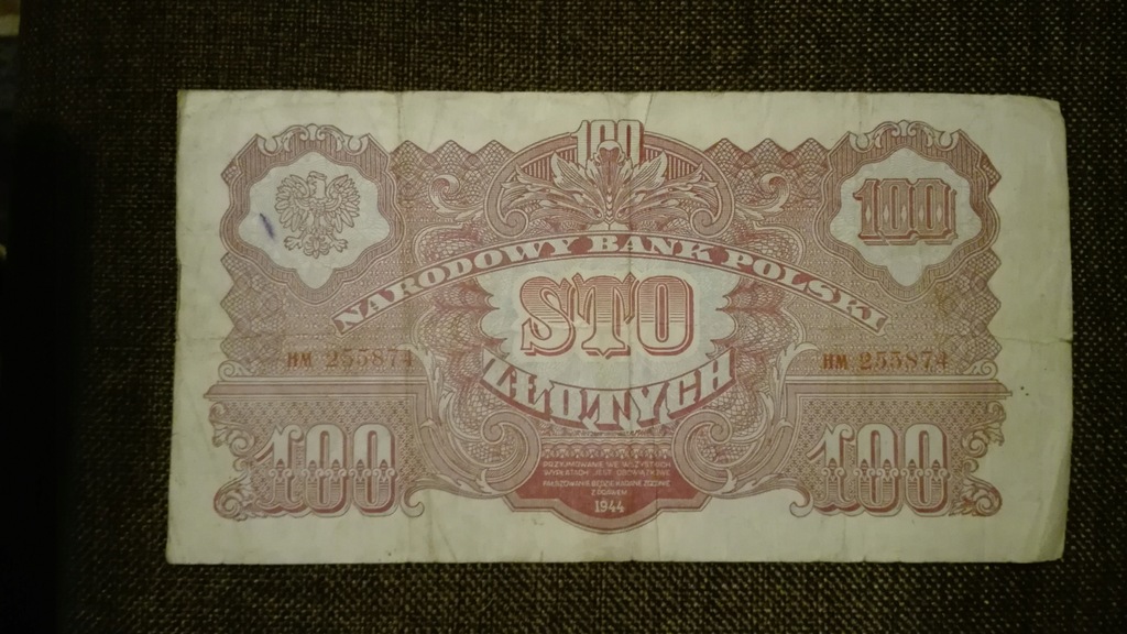 banknot 100 złotych, 1944, obowiązkowe