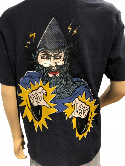 VANS bawełniany gruby t-shirt czarodziej granat L