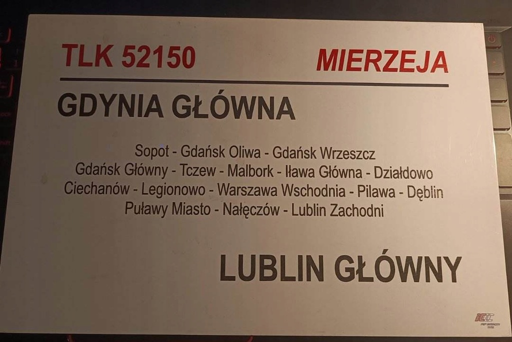 Tablica Relacyjna PKP TLK Mierzeja