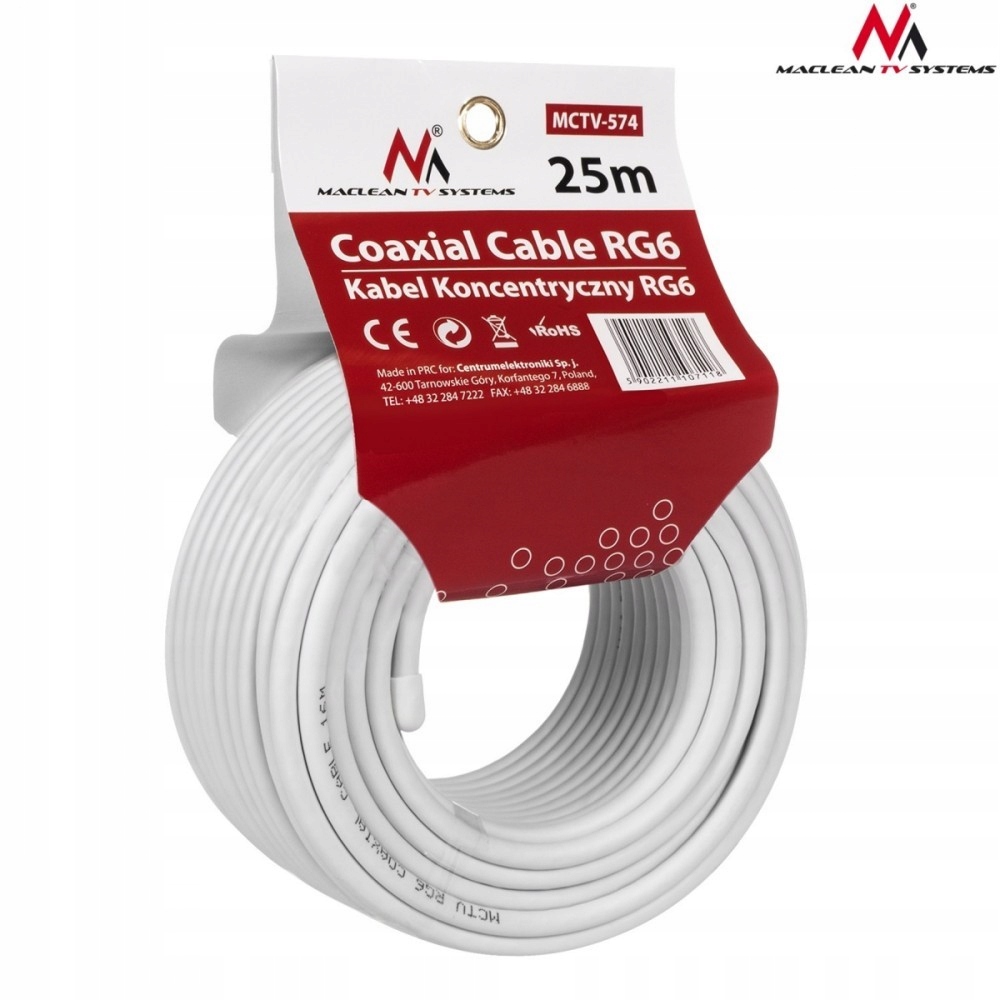 Maclean Kabel koncentryczny 1.0CCS RG6 25m MCTV-57