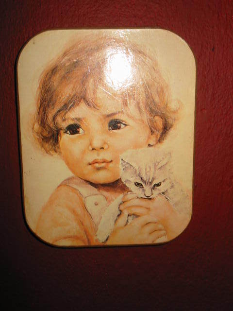 portret obrazek dziewczynka z kotkiem